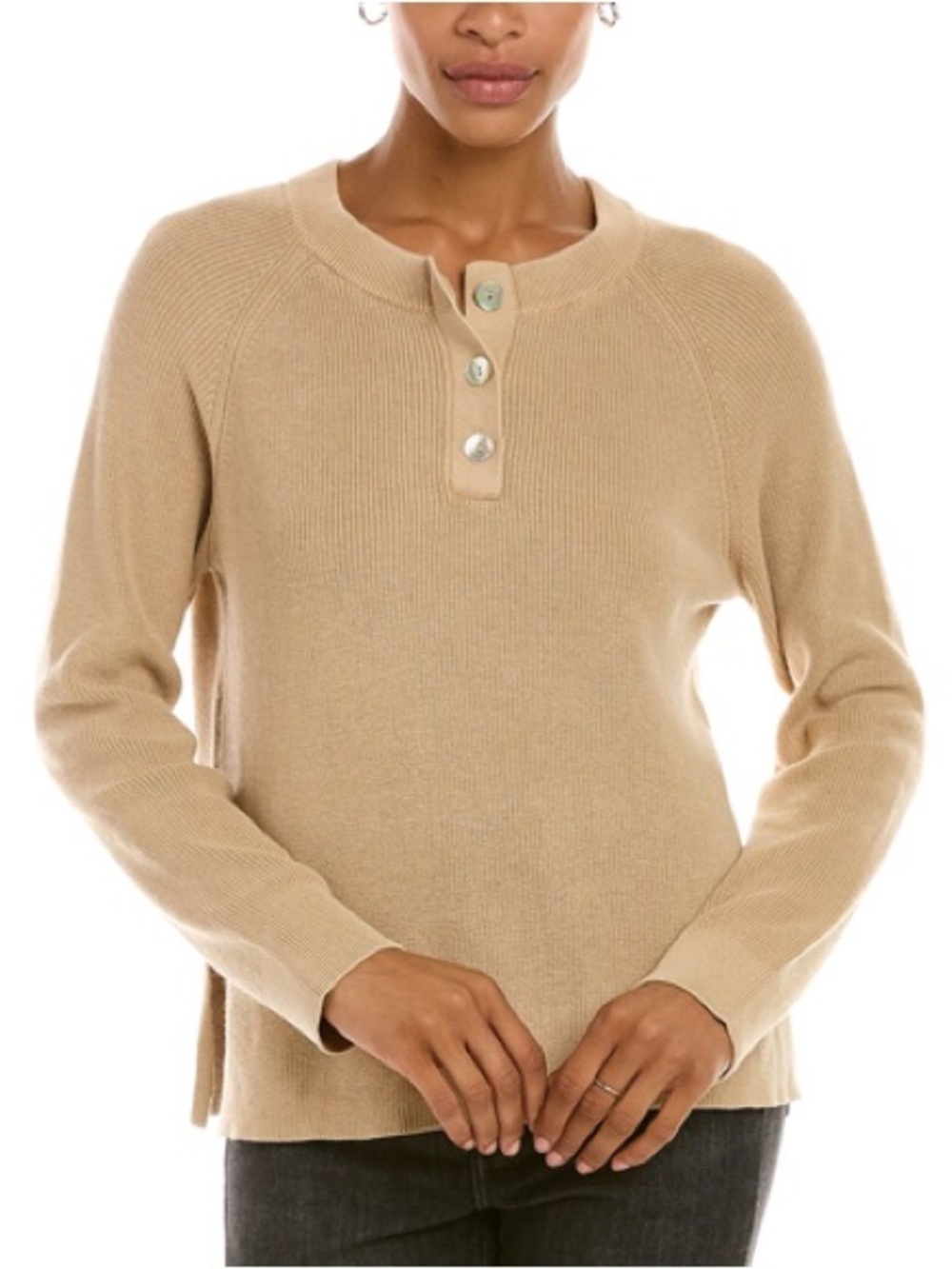 Rails Piper Cotton Cashmere Blend Henley Sweater Tan